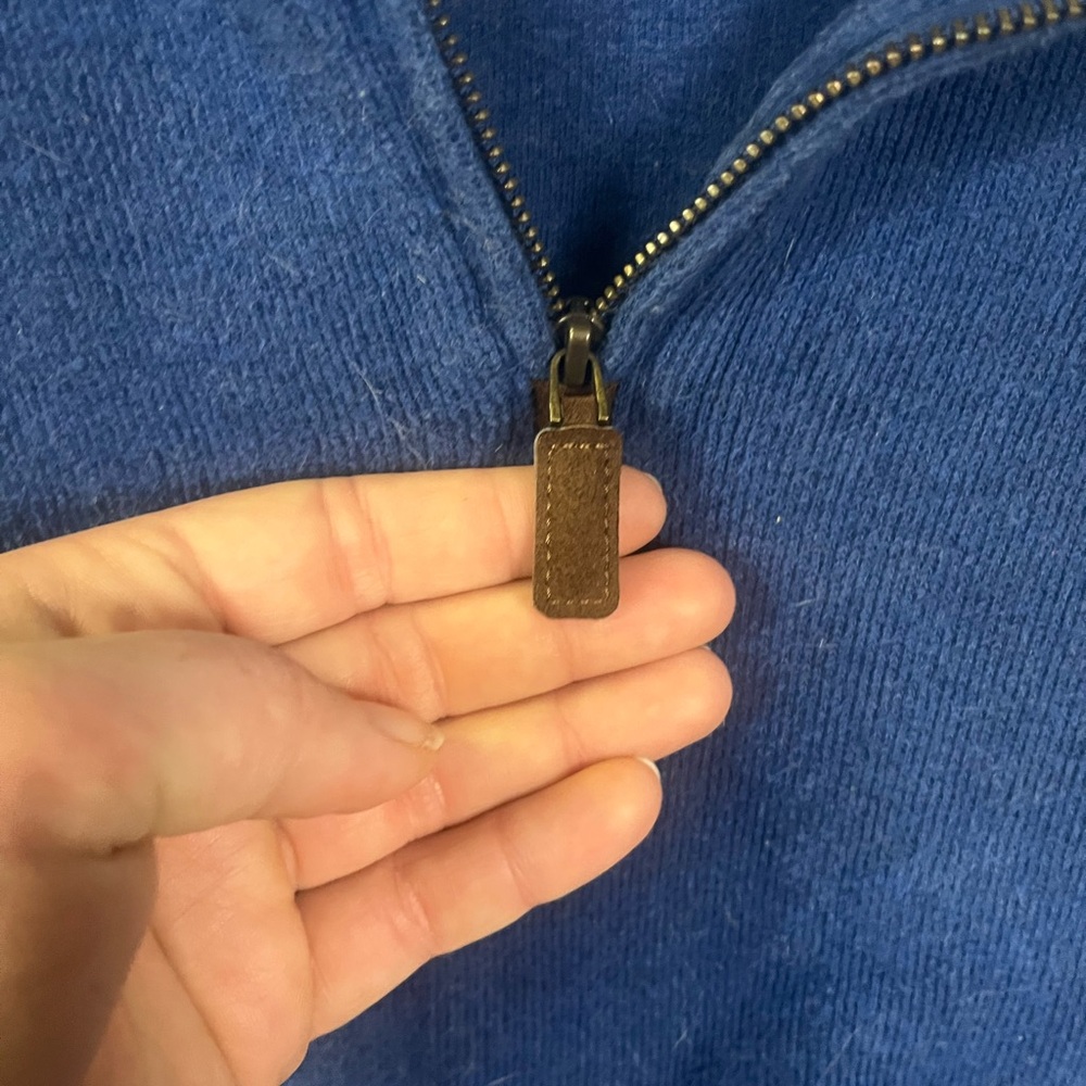 Polo Ralph Lauren Men's State Knit Blue Quarter Zip Pullover Sweater- Size Large - Picture 5 of 7